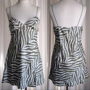 Olive green zebra mini dress | L